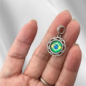 Silver Brazil 🇧🇷 flag Charm